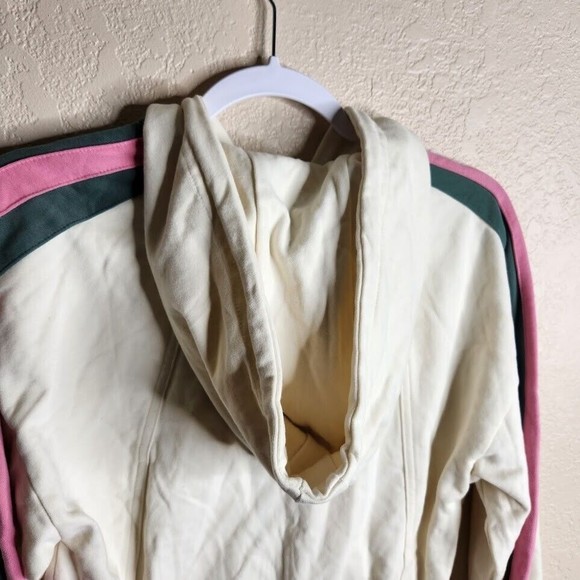 The Greii Cropped Hoodie Women's Small Ivory Cotton Long Sleeve Full Zip Pockets - Picture 3 of 8